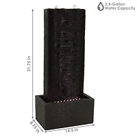 31"H Electric Polyresin Rippling Tower Column Outdoor Water Fountain with Lights