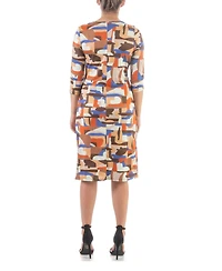 24seven Comfort Apparel Women's Faux Wrap Knee Length Cocktail Dress