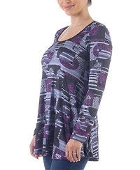 24seven Comfort Apparel Women's Scoop Neck Long Sleeve Tunic Top