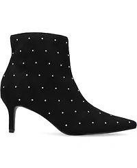 Journee Collection Women's Rossia Stud Embellished Pointed Toe Kitten Heel Dress Booties