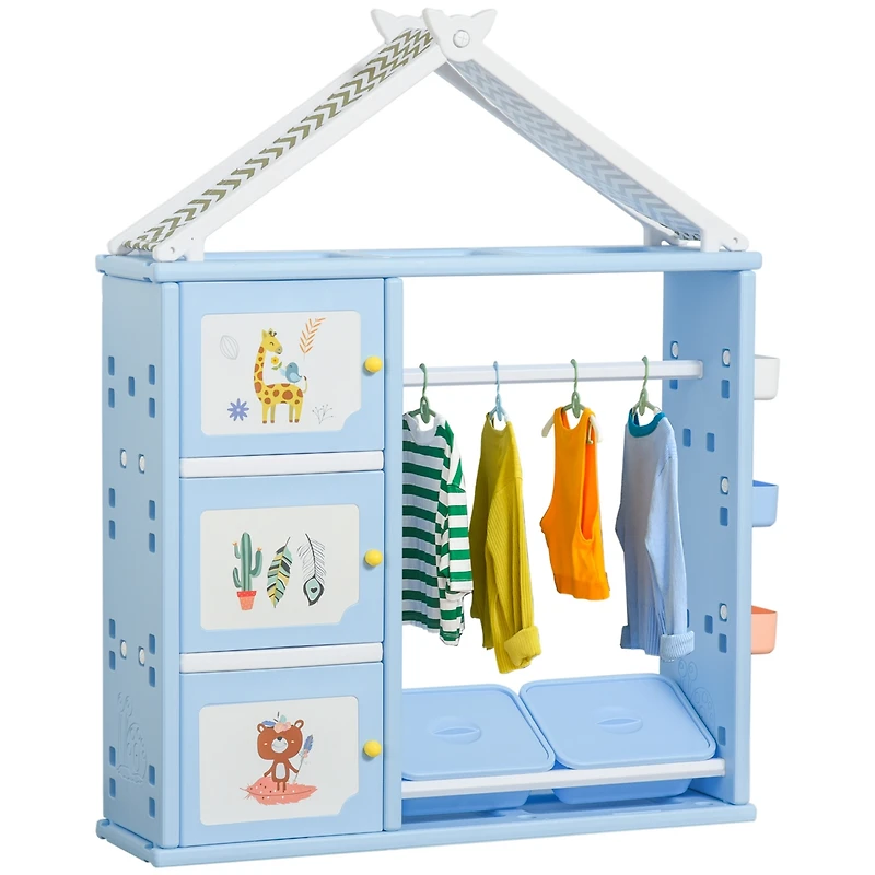 Qaba Kids Clothes Storage w/ Multifunctional Design for Toys & Pencils,