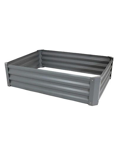 Galvanized Raised Garden Bed Outdoor - Metal Planter Box for Gardening Vegetables and Plants - 11.75" H Rectangle - Gray