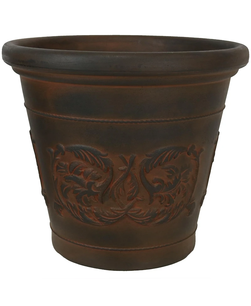 Indoor/Outdoor Patio, Garden, or Porch Weather-Resistant Double-Walled Arabella Flower Pot Planter - 16" - Rust Finish