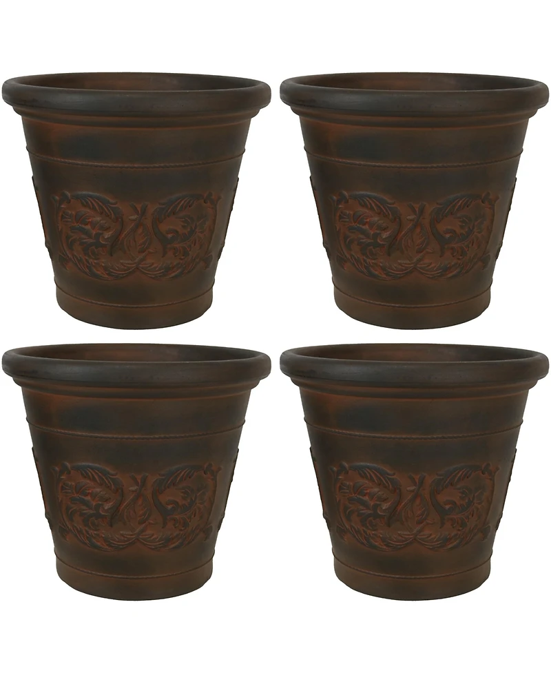 Arabella 16" Double-Walled Polyresin Outdoor Planter Pot - Uv-Resistant Rust Finish