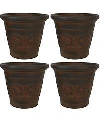 Arabella 16" Double-Walled Polyresin Outdoor Planter Pot - Uv-Resistant Rust Finish