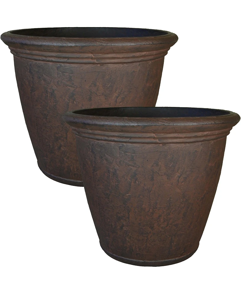 Anjelica 24" Double-Walled Polyresin Outdoor Planter with Uv-Resistant Rust Finish