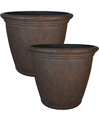 Anjelica 24" Double-Walled Polyresin Outdoor Planter with Uv-Resistant Rust Finish