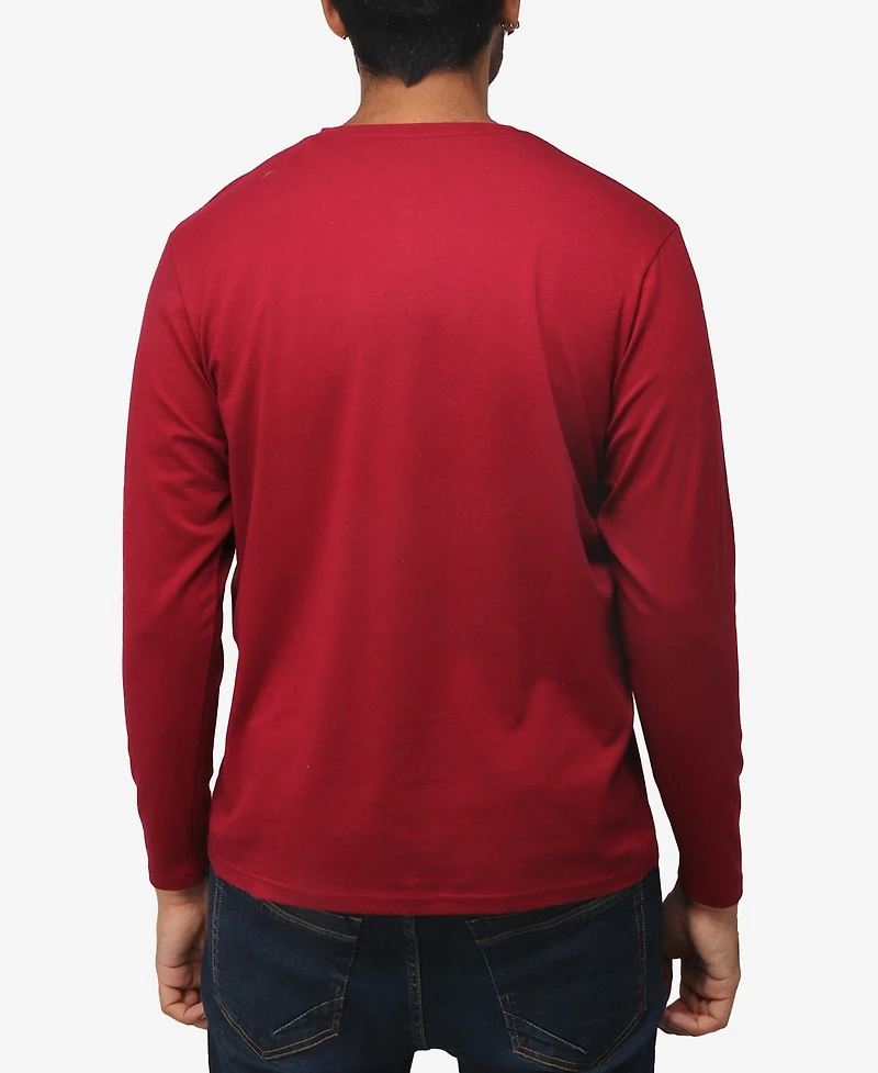 X-Ray Men's Soft Stretch Henley Neck Long Sleeve T-shirt