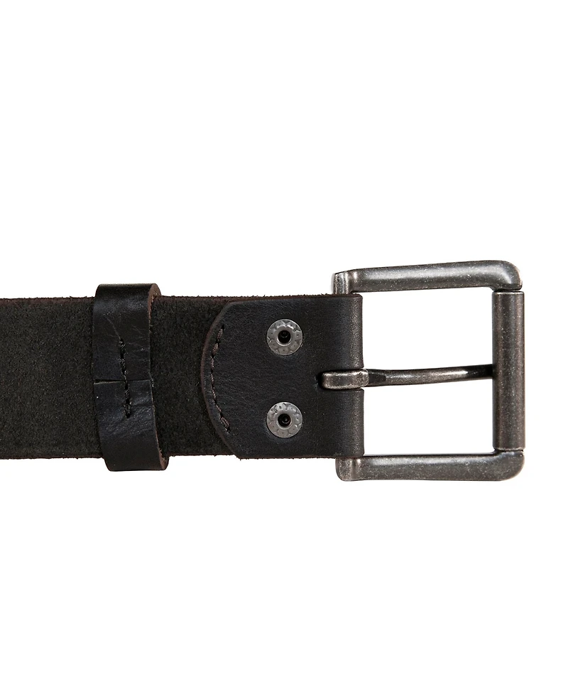 Lucky Brand Men's Leather Jean Belt with Roller Buckle and Rivets