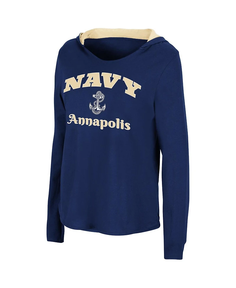 Women's Colosseum Navy Navy Midshipmen Catalina Hoodie Long Sleeve T-Shirt
