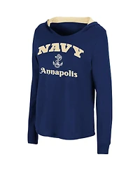 Women's Colosseum Navy Navy Midshipmen Catalina Hoodie Long Sleeve T-Shirt