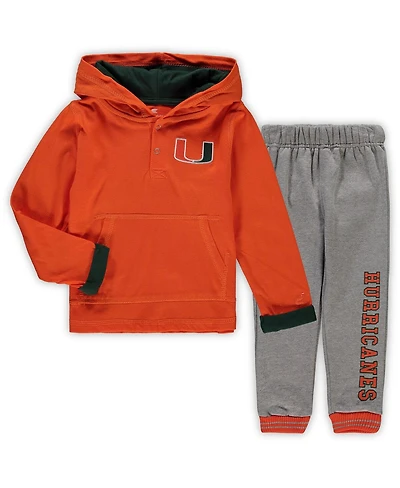 Toddler Boys Colosseum Orange, Heathered Gray Miami Hurricanes Poppies Hoodie and Sweatpants Set