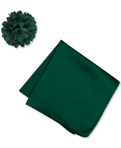 ConStruct Men's Solid Pocket Square & Lapel Pin Set