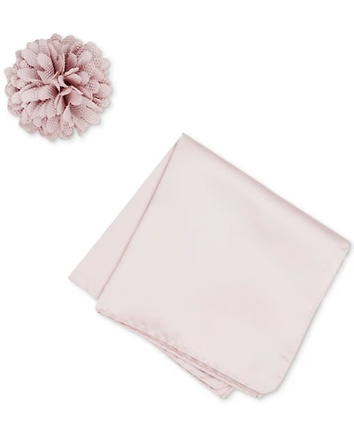 ConStruct Men's Solid Pocket Square & Lapel Pin Set