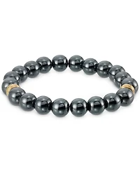 Legacy for Men by Simone I. Smith Hematite Bead Stretch Bracelet in Gold-Tone Ion-Plated Stainless Steel