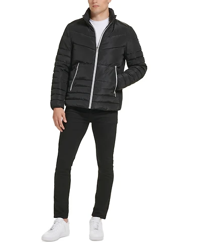 Kenneth Cole Men's Mixed Quilted Puffer Jacket