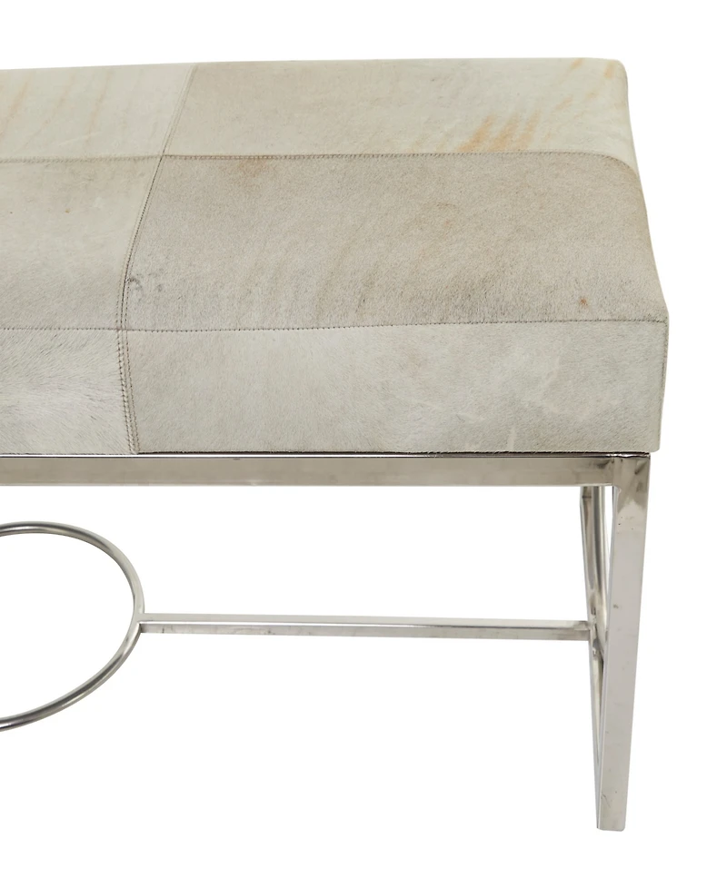Rosemary Lane Stainless Steel Contemporary Bench, 48" x 18" x 17"