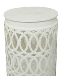 Rosemary Lane 23", 19", 15" Metal Contemporary Geometric Accent Table with Laser Carved Trellis Design, Set of 3