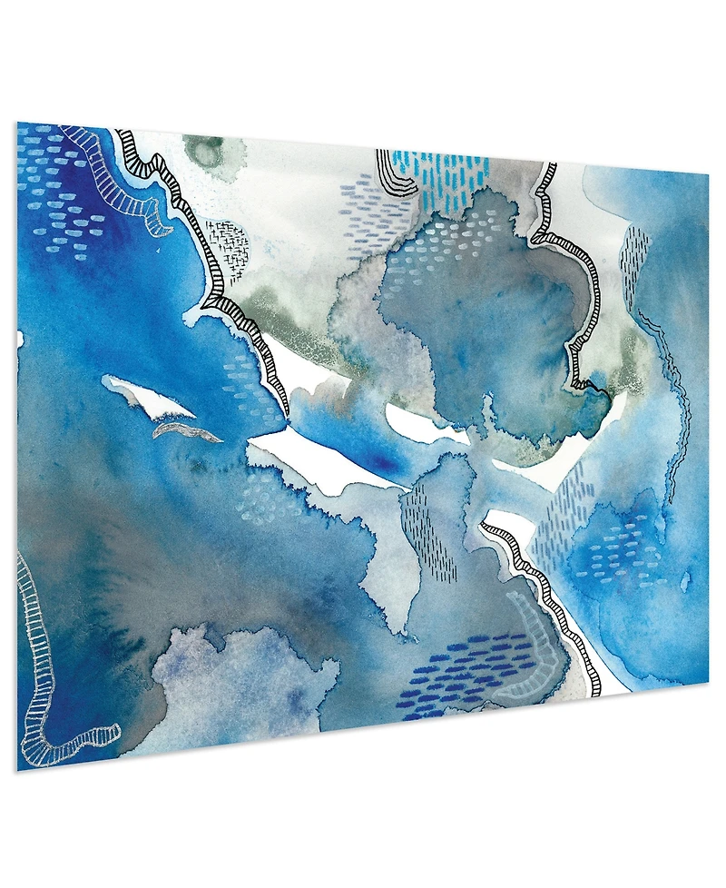 Empire Art Direct 'Subtle Blues I' Frameless Free Floating Tempered Glass Panel Graphic Wall Art, 32" x 48"