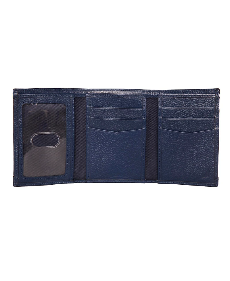 Nautica Men's Logo Rubber Leather Trifold Wallet