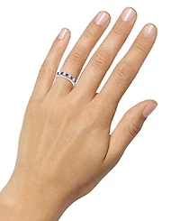 Lab-Grown Emerald (1/3 ct. t.w.) & Lab-Grown White Sapphire (5/8 ct. t.w.) Stack Band in Sterling Silver (Also in Lab-Grown Ruby & Lab-Grown Sapphire)