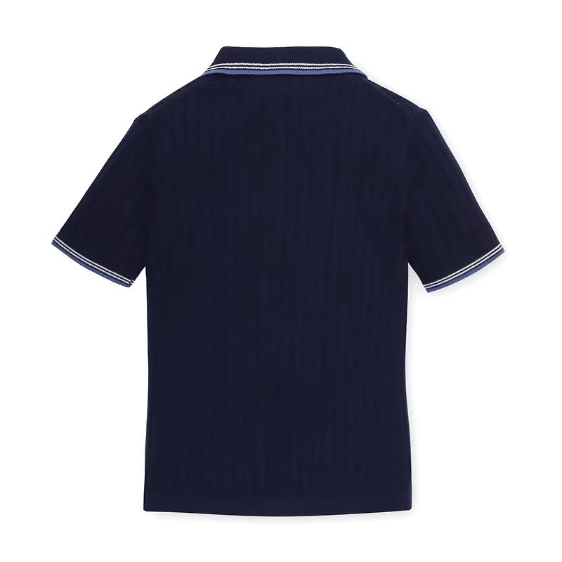 Hope & Henry Baby Boys Short Sleeve Sweater Polo with Tipping