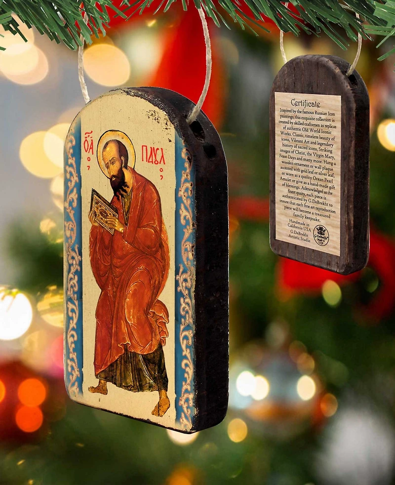 G.DeBrekht Saint Paul Wooden Greek Christian Orthodox Icon Ornament