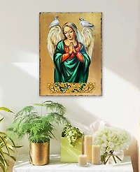 Designocracy Icon Praying Angel Wall Art on Wood 8"