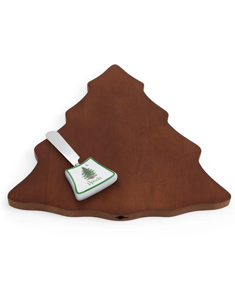 Spode Christmas Tree Wooden Cheese Board & Spreader