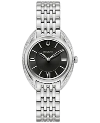 Bulova Women's Classic Diamond (1/10 ct. t.w.) Stainless Steel Bracelet Watch 30mm, A Macy's Exclusive