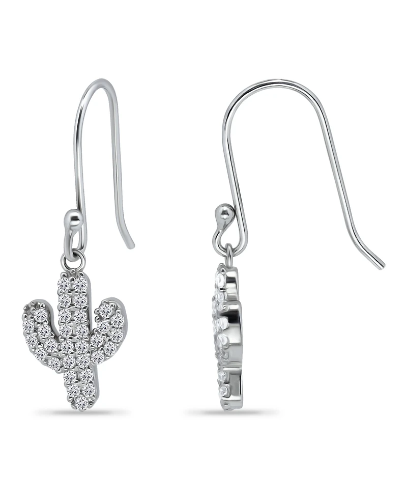 Giani Bernini Cubic Zirconia Pave Cactus Drop Earrings in Sterling Silver
