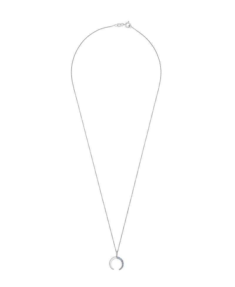 Macy's Blue Topaz (1/5 ct.t.w) Moon Pendant Necklace in Sterling Silver