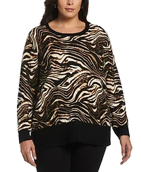 Ella Rafaella Plus Animal Print Slouchy Sweater