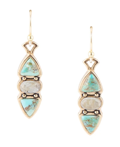 Barse Labrador Bronze, Genuine Turquoise and Genuine Labradorite Drop Earrings