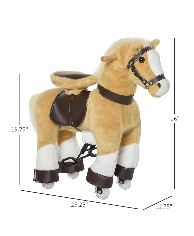 Qaba Kids Ride-on Walking Horse with Easy Rolling Wheels,
