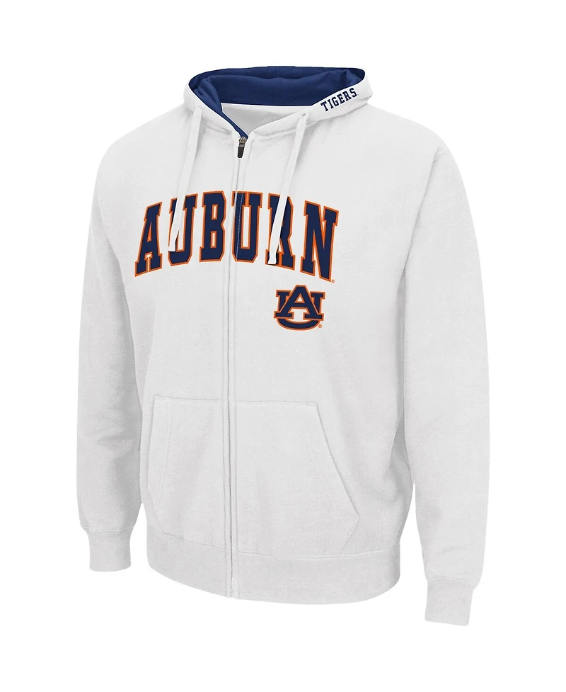 Men's Colosseum White Auburn Tigers Arch and Logo 3.0 Full-Zip Hoodie
