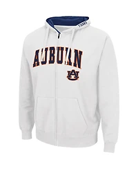 Men's Colosseum White Auburn Tigers Arch and Logo 3.0 Full-Zip Hoodie