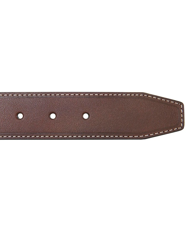 Nautica Men's Leather Jean Belt with Signature Engraved Keeper