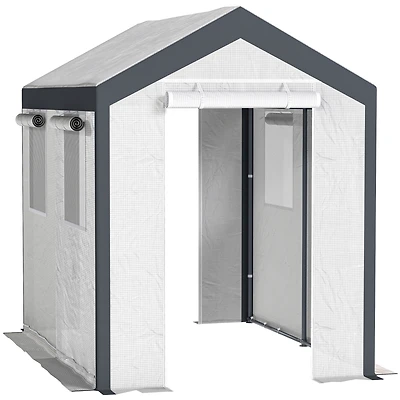 Outsunny 8' x 6' x 7.5' Steeple Walk-In house Tunnel Portable Garden Steel Frame