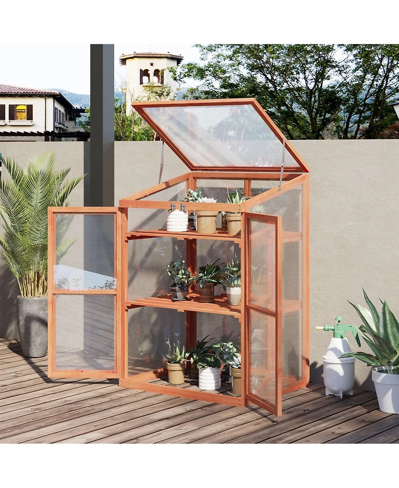 Wooden Cold Frame Greenhouse Planter Box, Herb, Vegetable Gardening