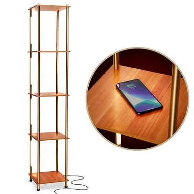 Brightech Aria 63" Shelf with Dimmable Led Lights and Wireless Charging Pad