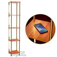 Brightech Aria 63" Shelf with Dimmable Led Lights and Wireless Charging Pad