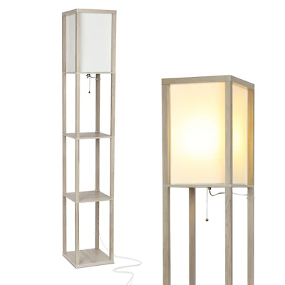 Maxwell 63" Led Shelf Column Floor Lamp with Lantern Shade