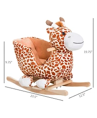 Qaba Baby Rocking Horse, Plush Animal Rocker w/ Realistic Sound, Pedals