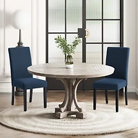 WestinTrends Upholstered Linen Fabric Dining Chair Set of 2