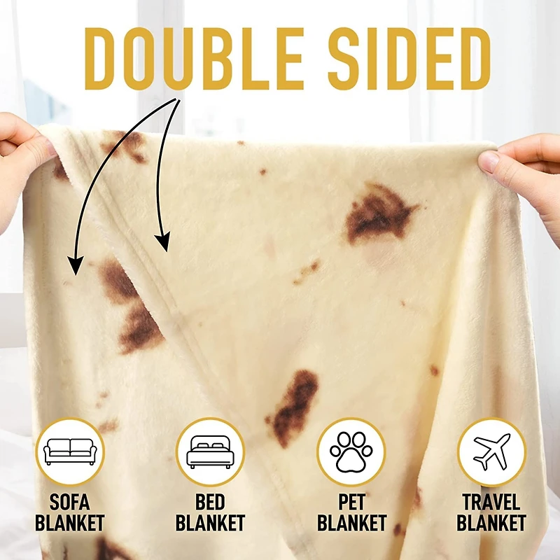 Zulay Kitchen Novelty Throw Tortilla Blanket Flour Tortilla Design - 60 Inches