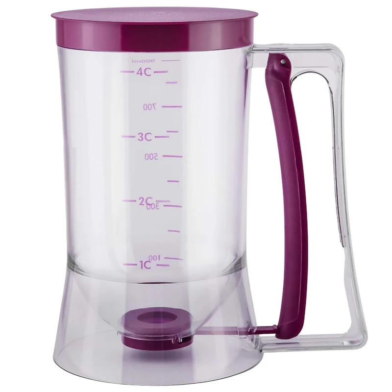 4 Cup Pancake Batter Dispenser with Squeeze Handle - Pancake Dispenser for Batter with Measuring Label