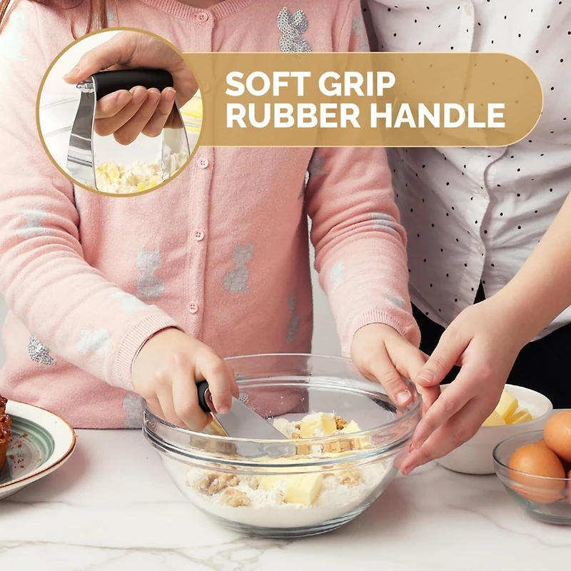 Zulay Kitchen Stainless Steel Dough Blender, Pastry Cutter, Heavy Duty Blender and Cutter with Blades