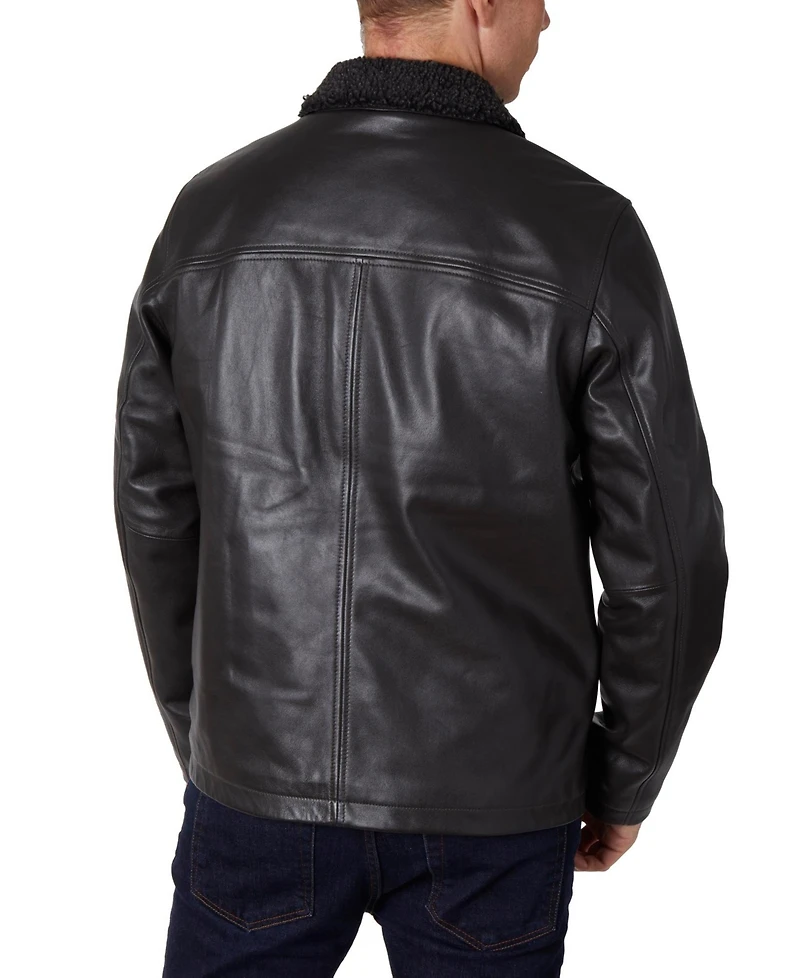Perry Ellis Men's Zipper Leather Jacket