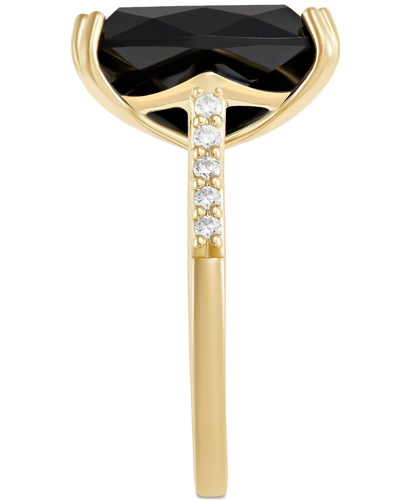 Onyx (7-1/2 ct. t.w.) and Cubic Zirconia Statement Ring 14k Gold-Plated Sterling Silver